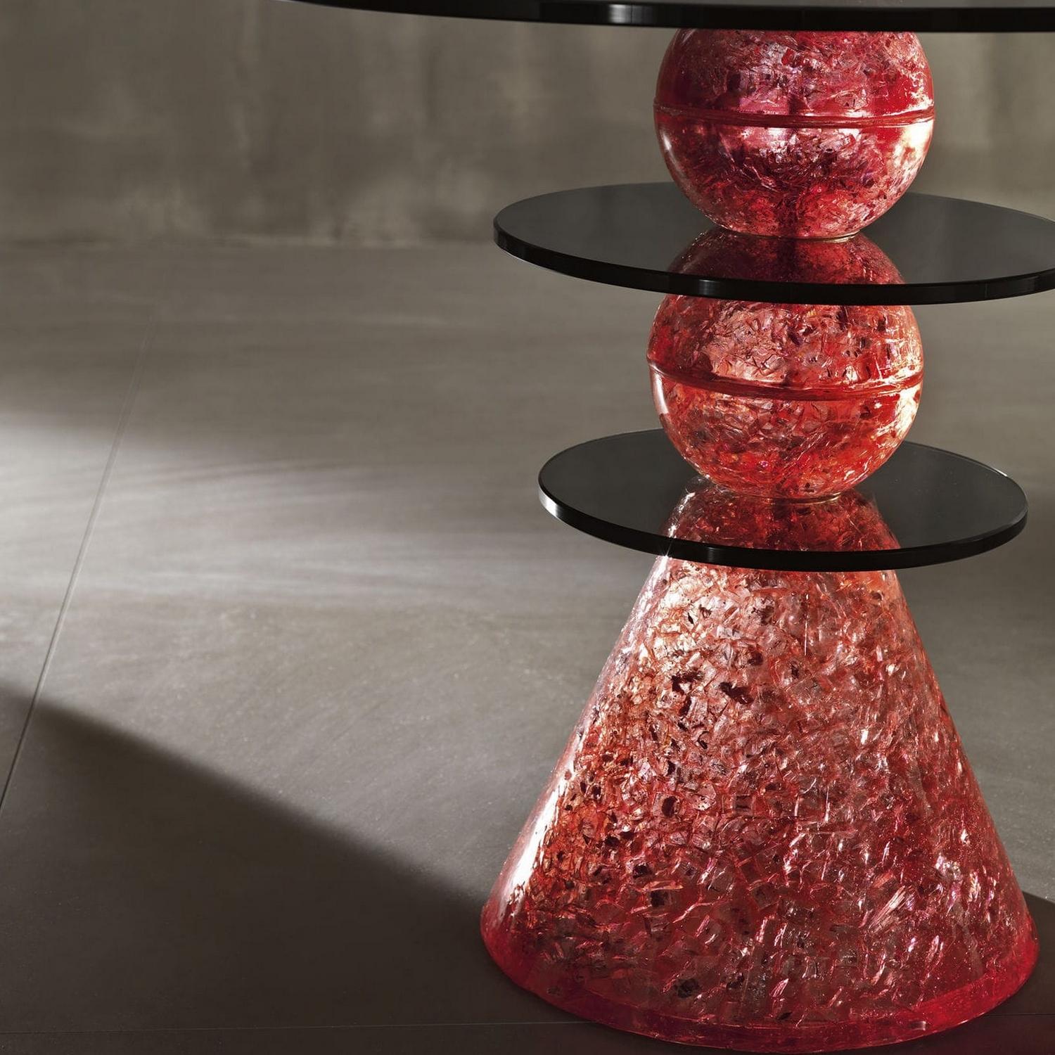 Italian In Stock in Los Angeles, Red Glass Side Table by Paolo Lomazzi, Made in Italy