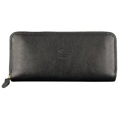 IL BISONTE Black Leather Baratti Zip Around Wallet