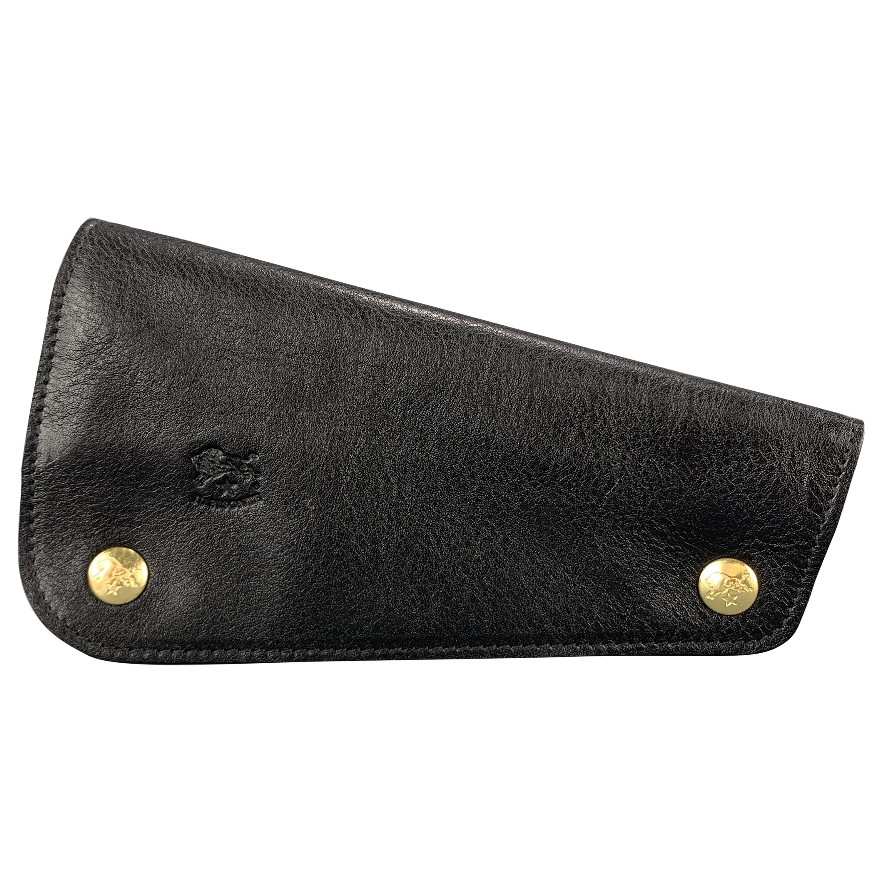 IL BISONTE Leather Black Leather Horizon Snap Pipe Case Wallet