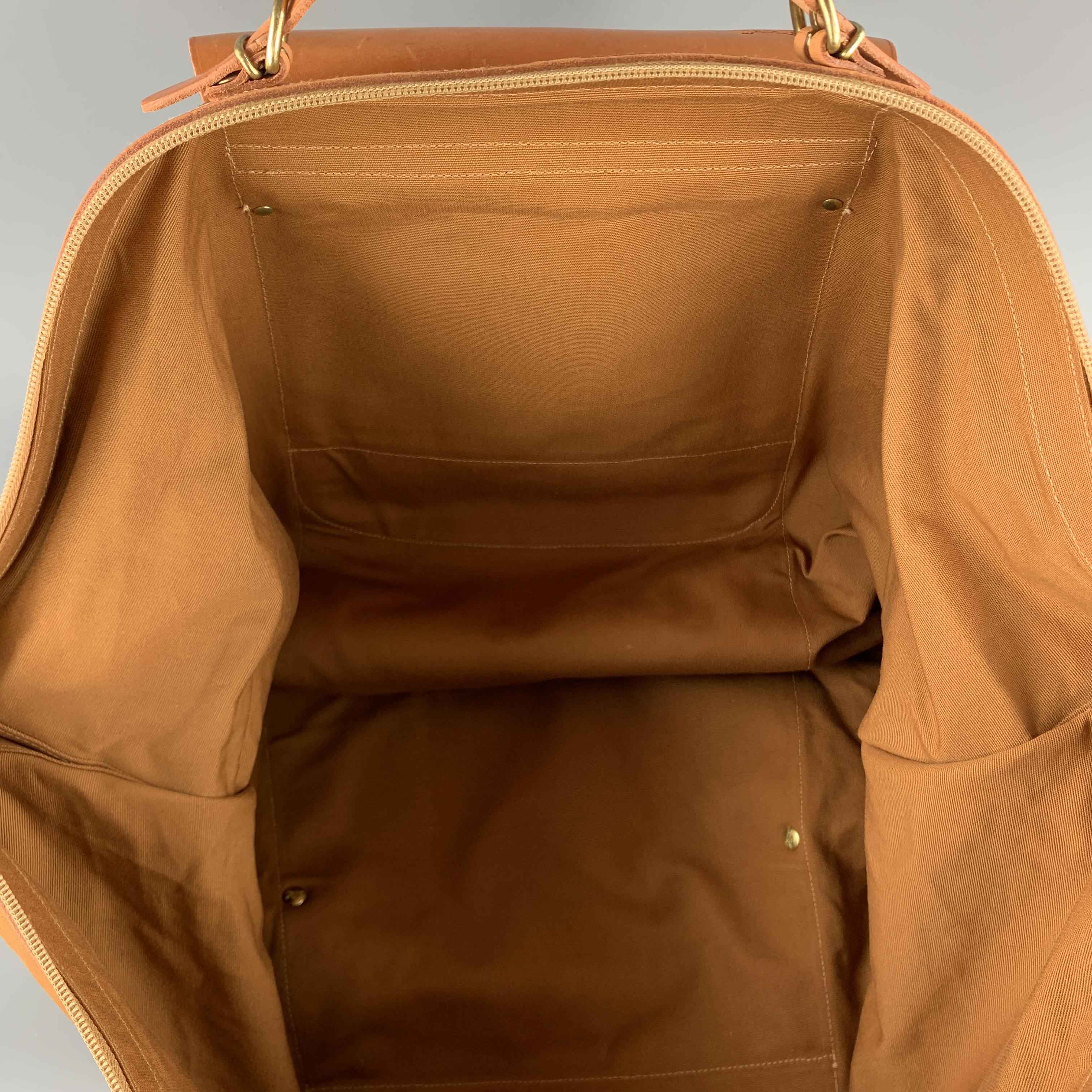 Women's IL BISONTE MAREMMANA Solid Tan Canvas Leather Trim Backpack