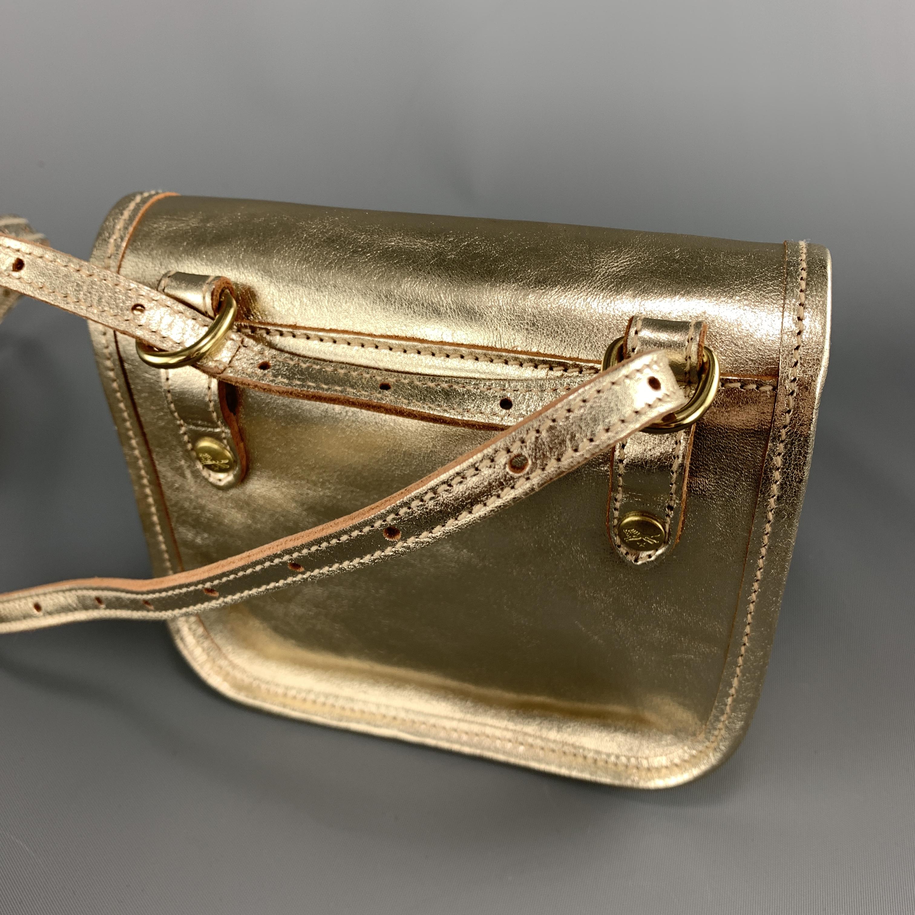 IL BISONTE Metallic Platino Gold Leather Cross Body / Belt Bag 1