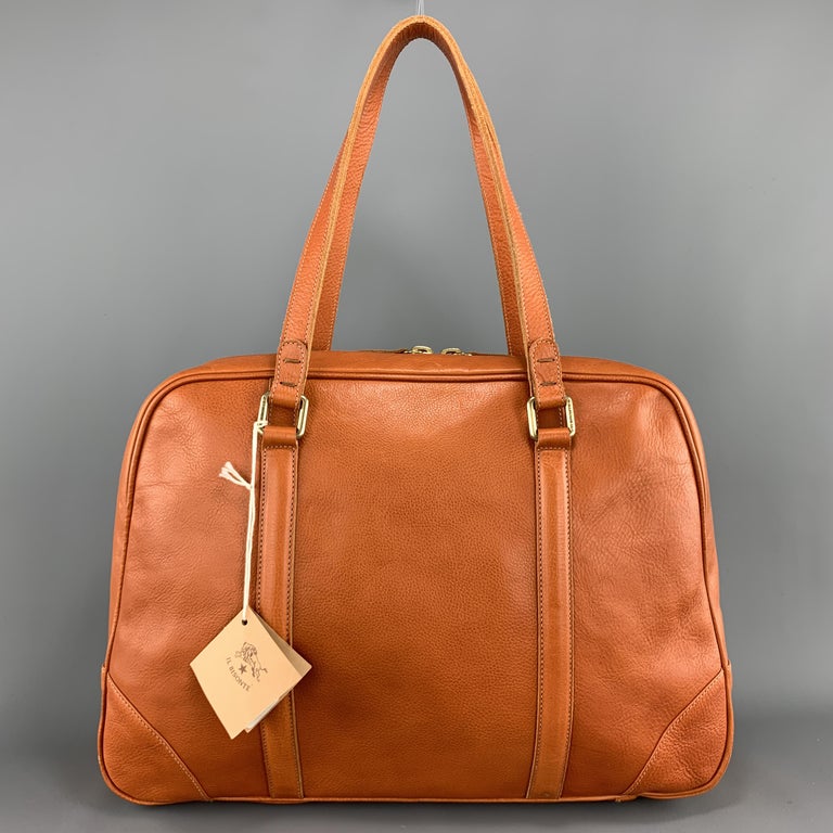 IL BISONTE Orange Leather Top Handles Bowler Handbag at 1stDibs