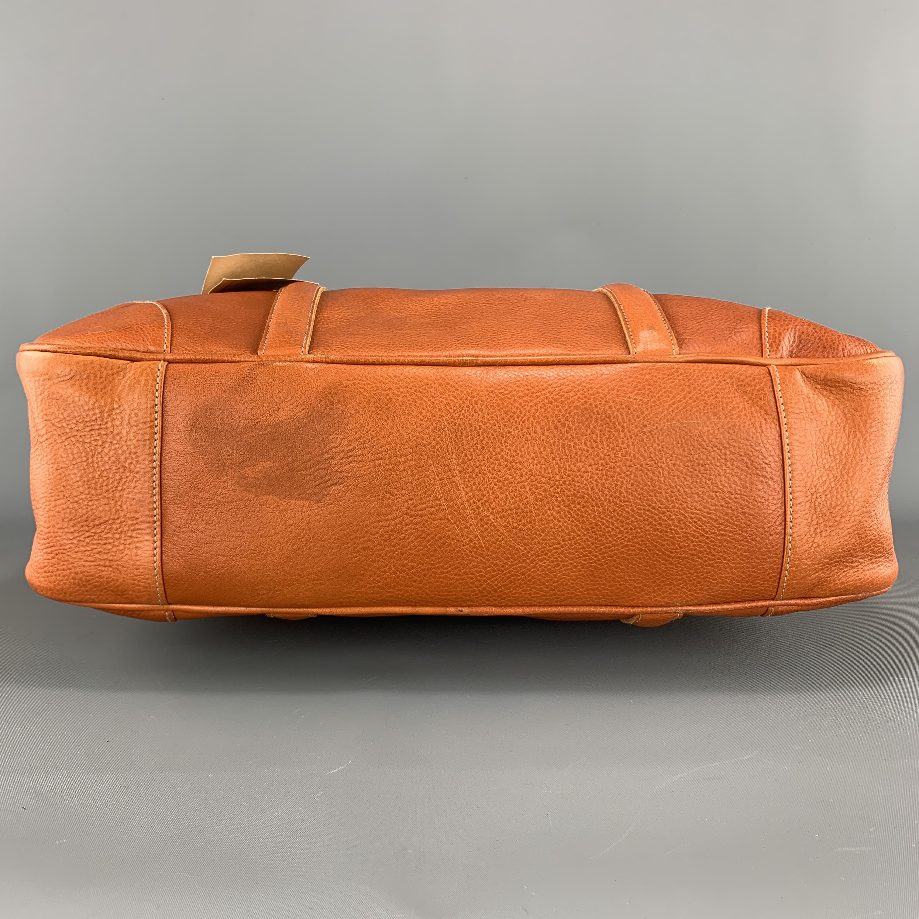 IL BISONTE Orange Leather Top Handles Bowler Handbag In Good Condition In San Francisco, CA