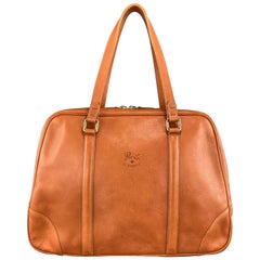 IL BISONTE Orange Leather Top Handles Bowler Handbag