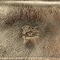 IL BISONTE Platino Gold Metallic Leather Classic Medium Case Pouch Bag