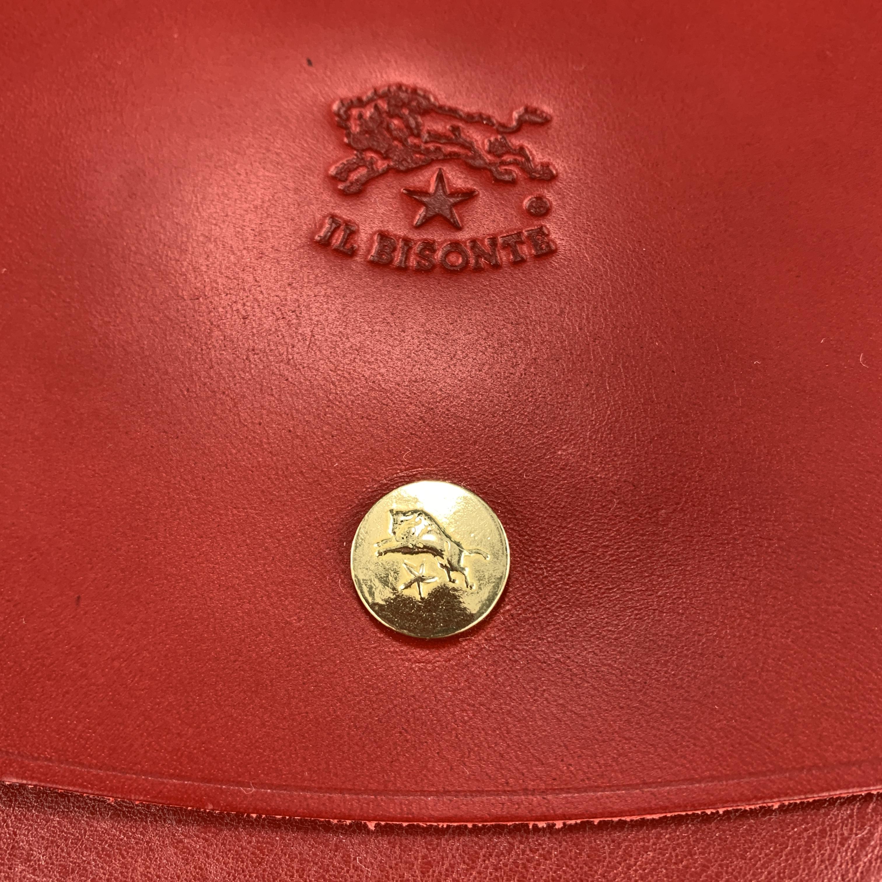 IL BISONTE Red Leather cLASSIC Saddle Cross Body Handbag In New Condition In San Francisco, CA