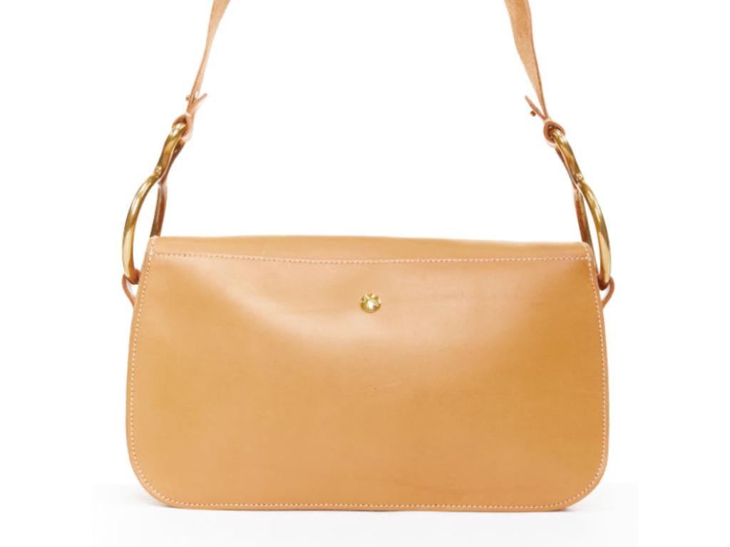 IL BISONTE Salina tan natural leather gold rings crossbody satchel bag en venta 1