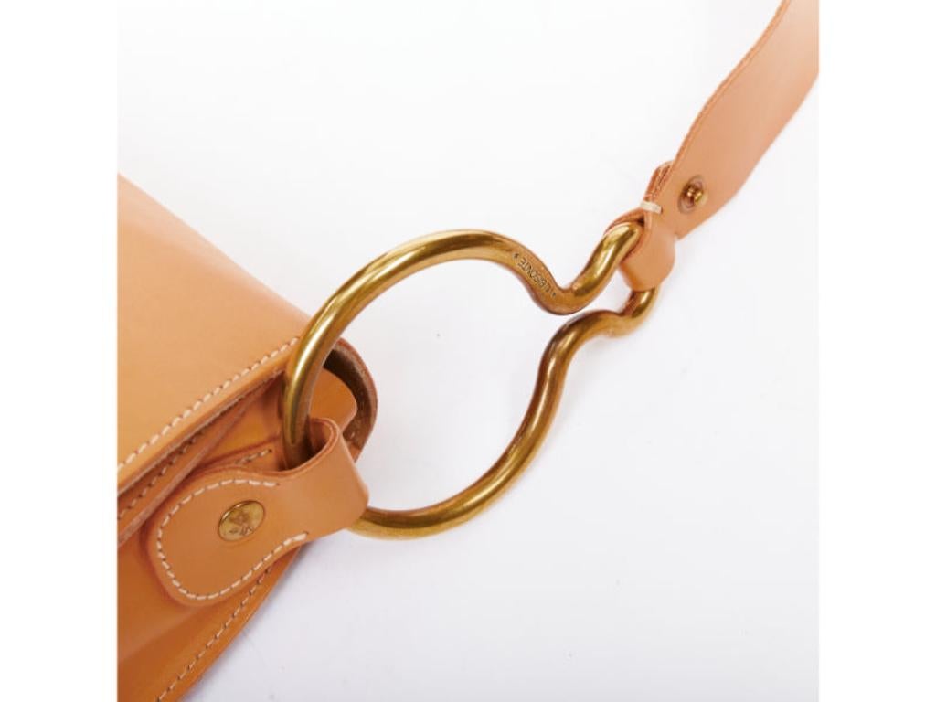 IL BISONTE Salina tan natural leather gold rings crossbody satchel bag en venta 3