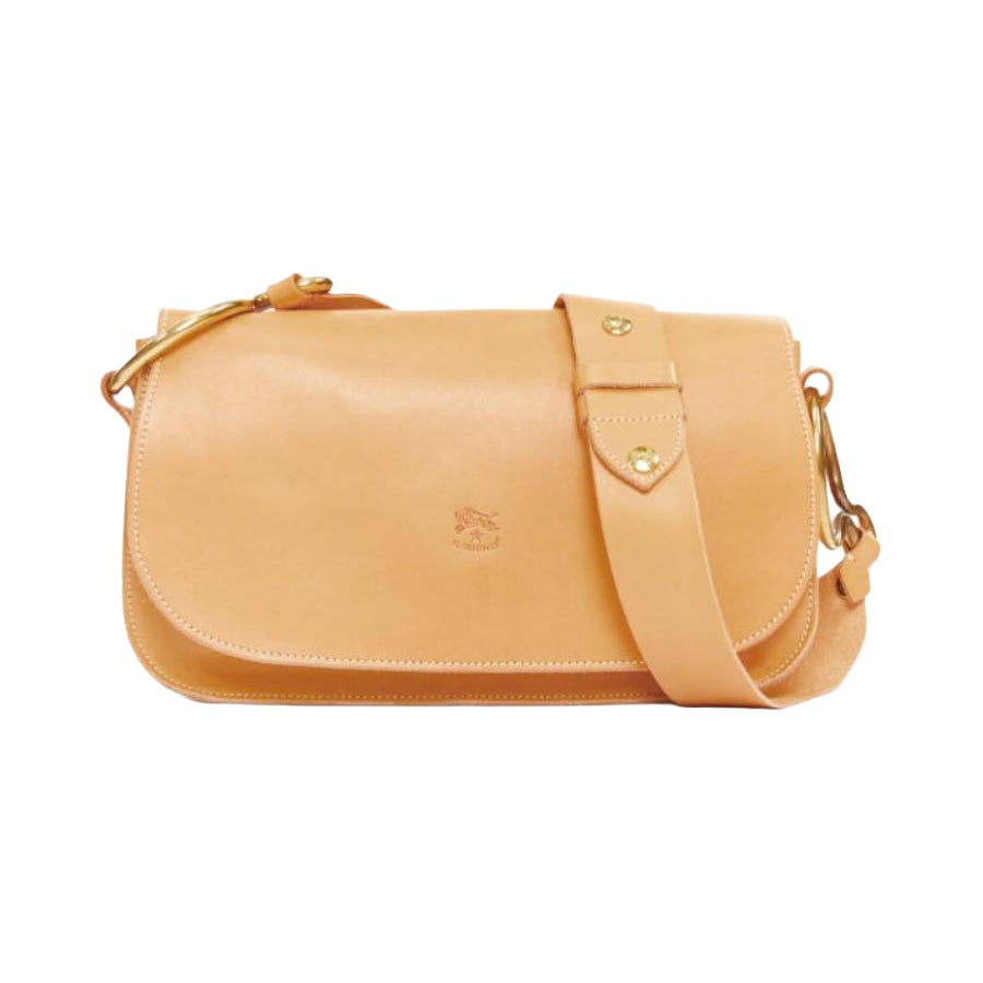 IL BISONTE Salina tan natural leather gold rings crossbody satchel bag