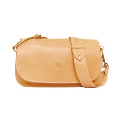 IL BISONTE Salina tan natural leather gold rings crossbody satchel bag