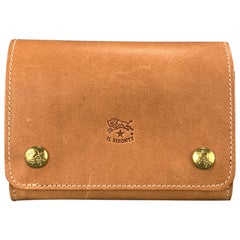 IL BISONTE Tan Leather Double Snap Wallet