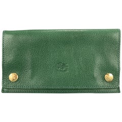 IL BISONTE Verde Green Leather Horizon Tobacco Case Wallet