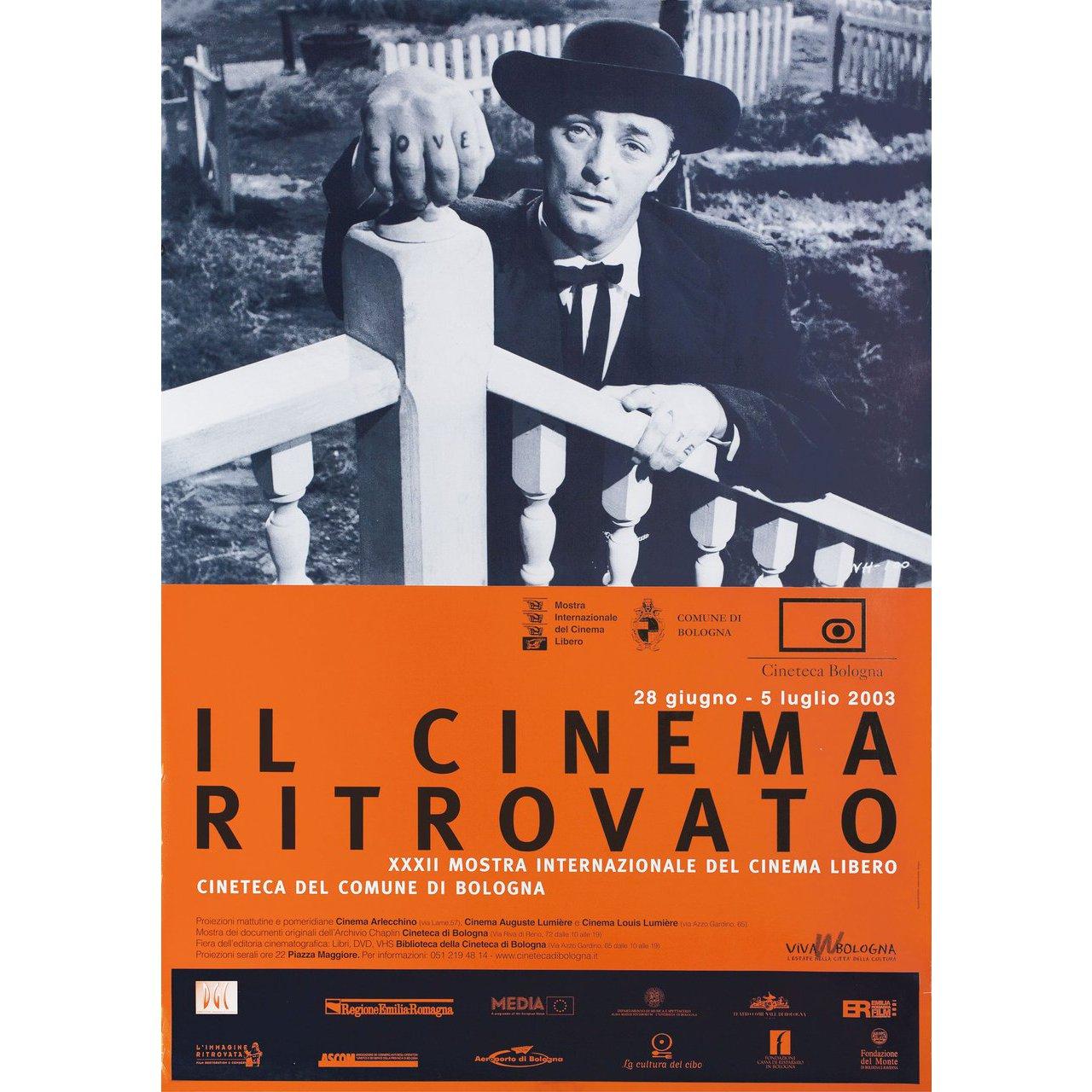 Original 2003 Italian foglio poster for the festival Il Cinema Ritrovato. Very Good-Fine condition, rolled. Please note: the size is stated in inches and the actual size can vary by an inch or more.

