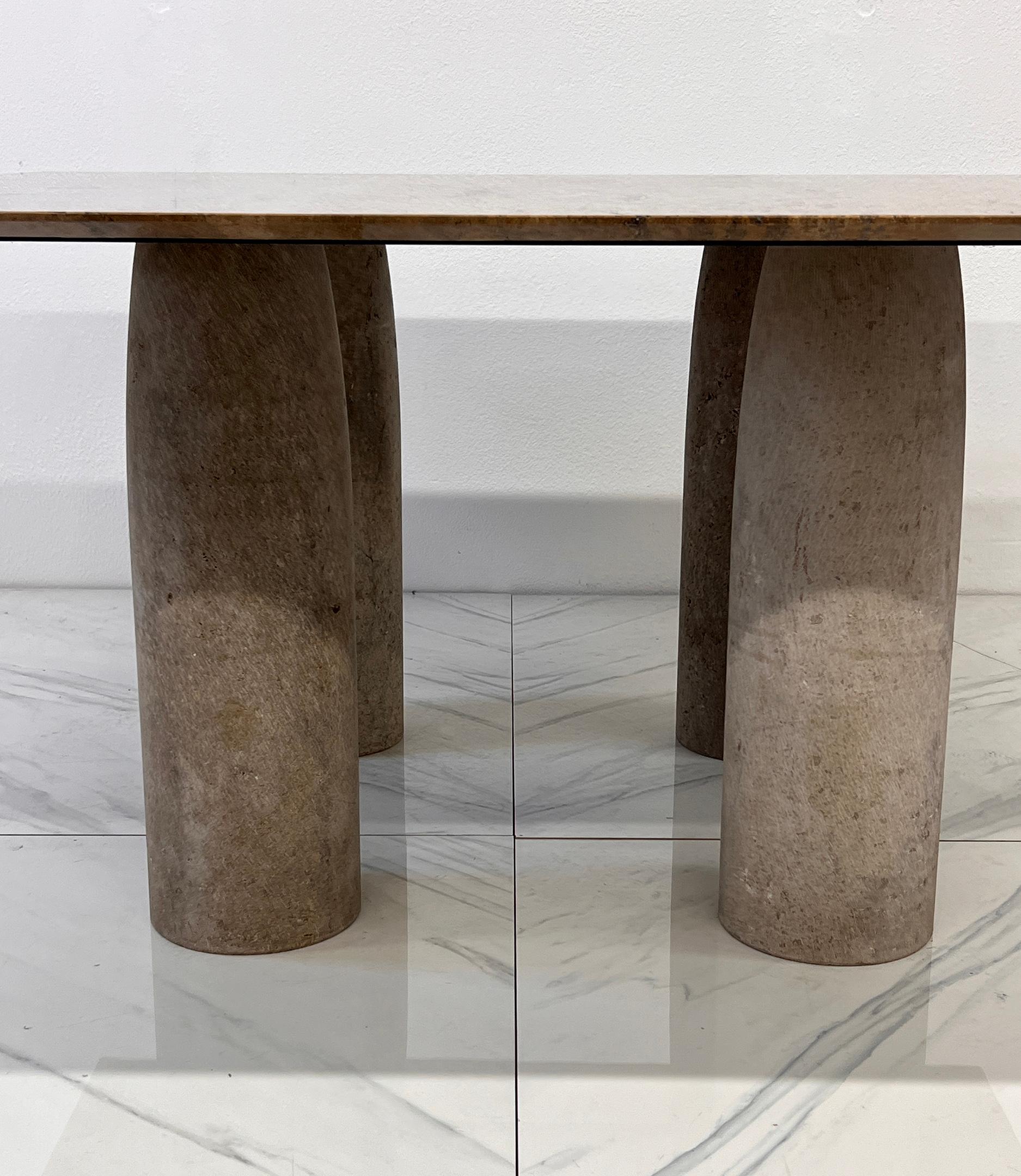 Il Colonnato Dining Table by Mario Bellini, Travertine and Honed Marble, 1970's 4