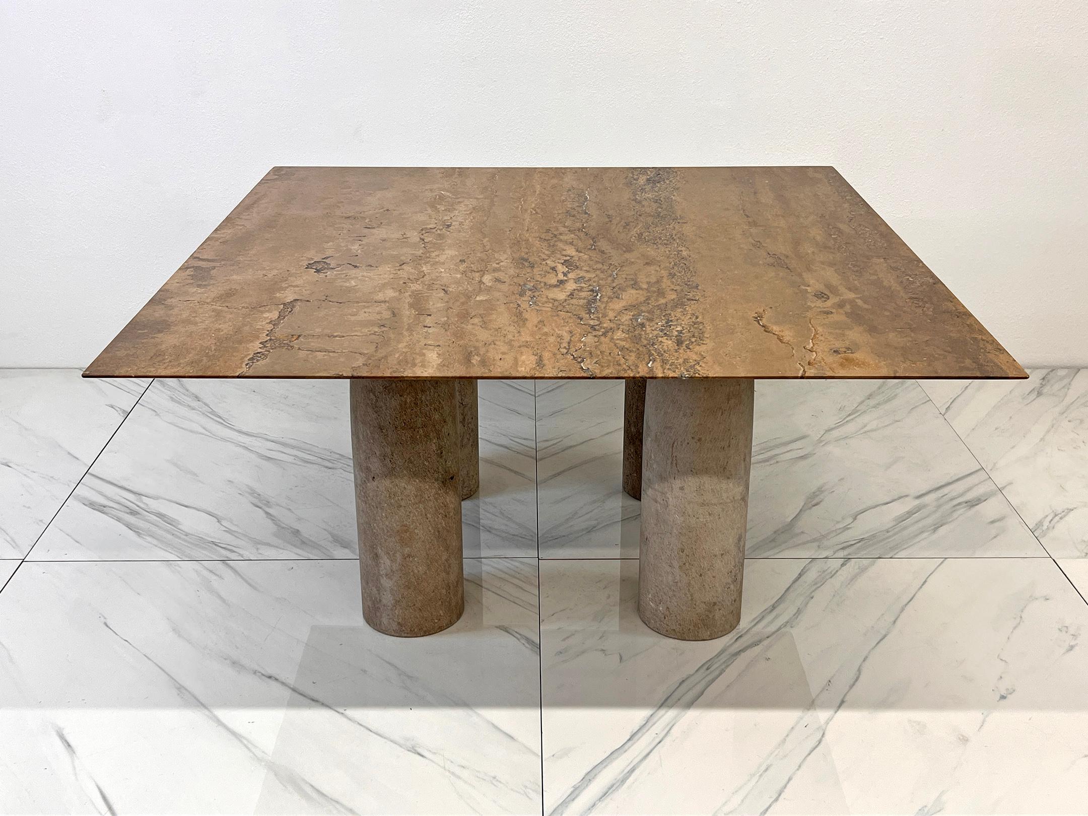 Late 20th Century Il Colonnato Dining Table by Mario Bellini, Travertine and Honed Marble, 1970's