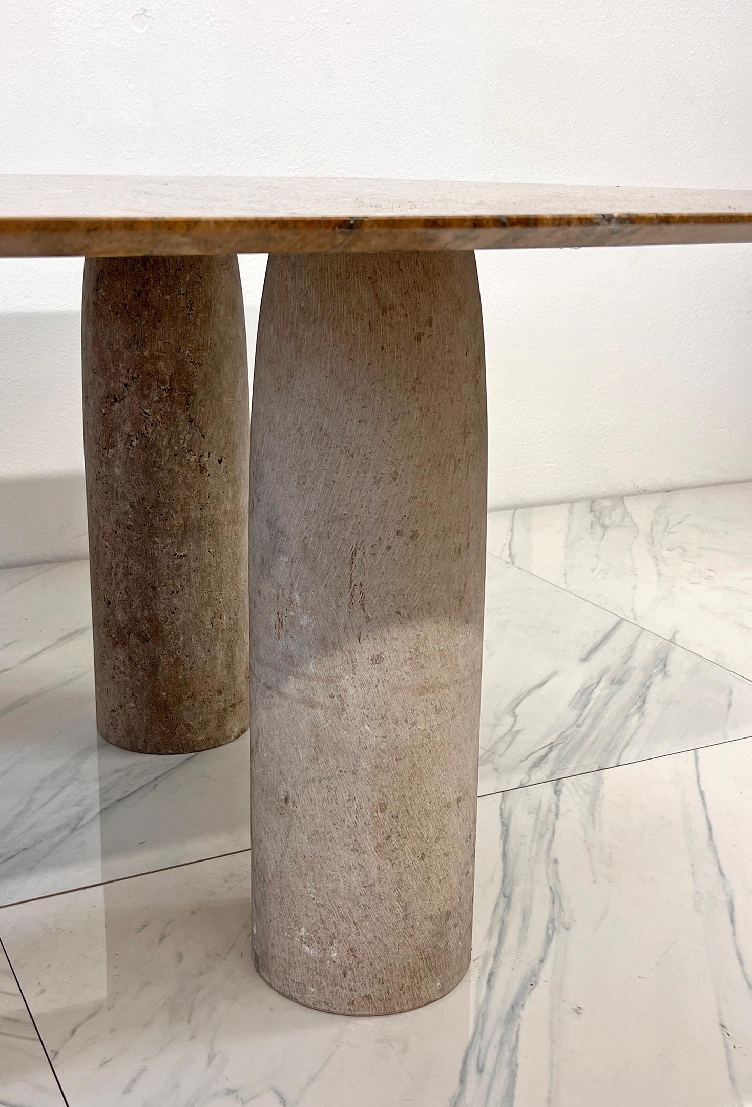 Il Colonnato Dining Table by Mario Bellini, Travertine and Honed Marble, 1970's 1