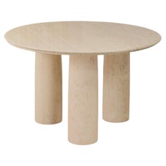Il Colonnato travertine marble round dining table by Mario Bellini, column legs