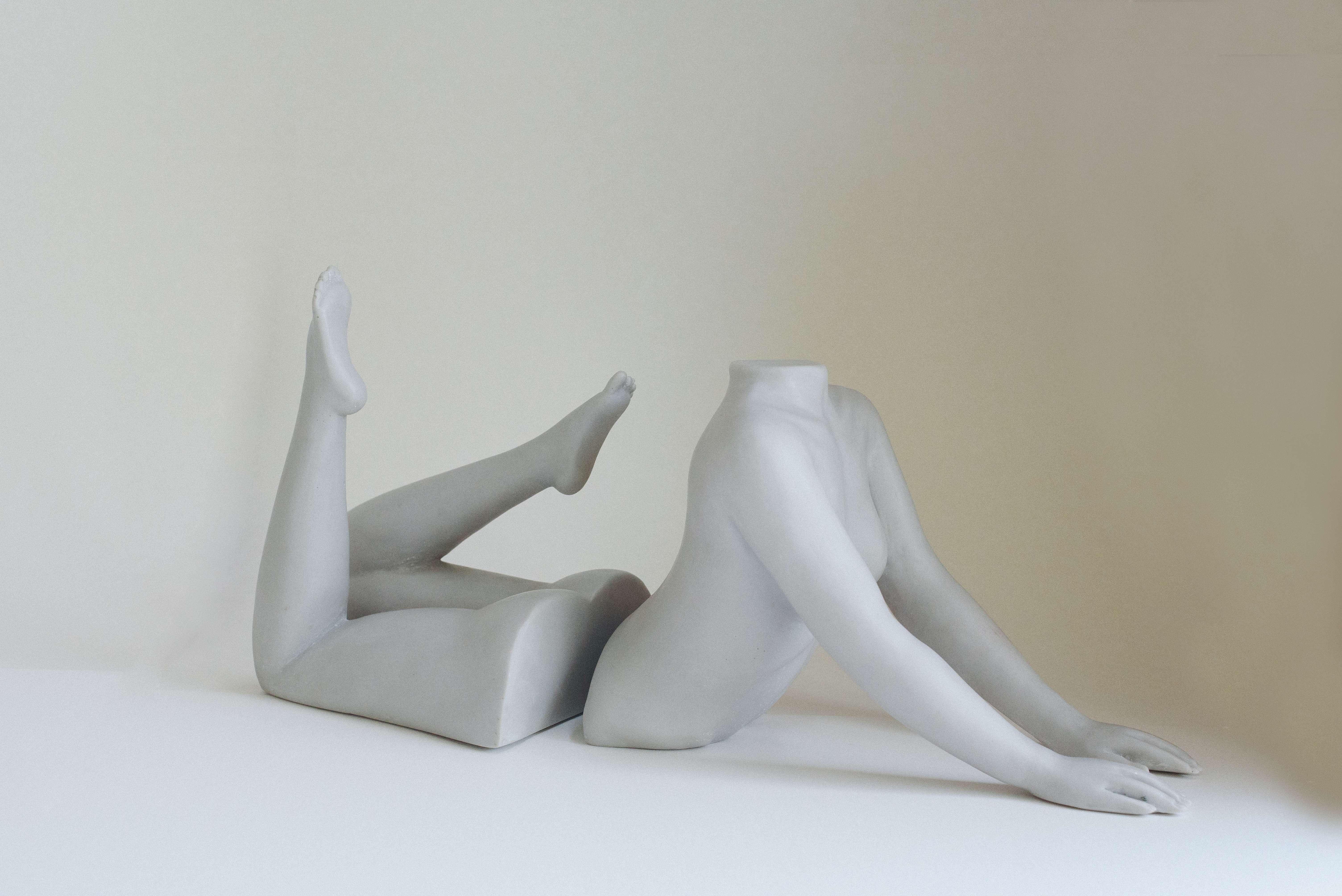 Other Il Corpo II Sculptural Bookends Portraying Female Body Hand Crafted Resin Stone  For Sale