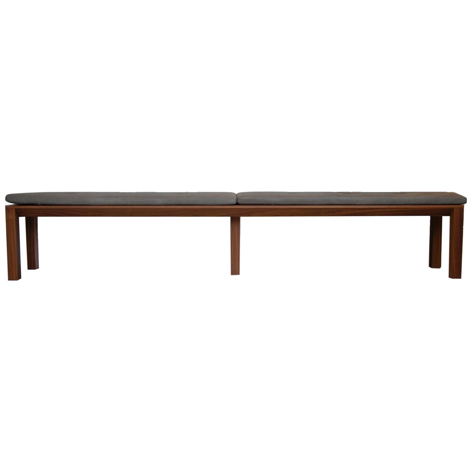 Il Cugino, Scandinavian Bench in Walnut with Steel Décor For Sale