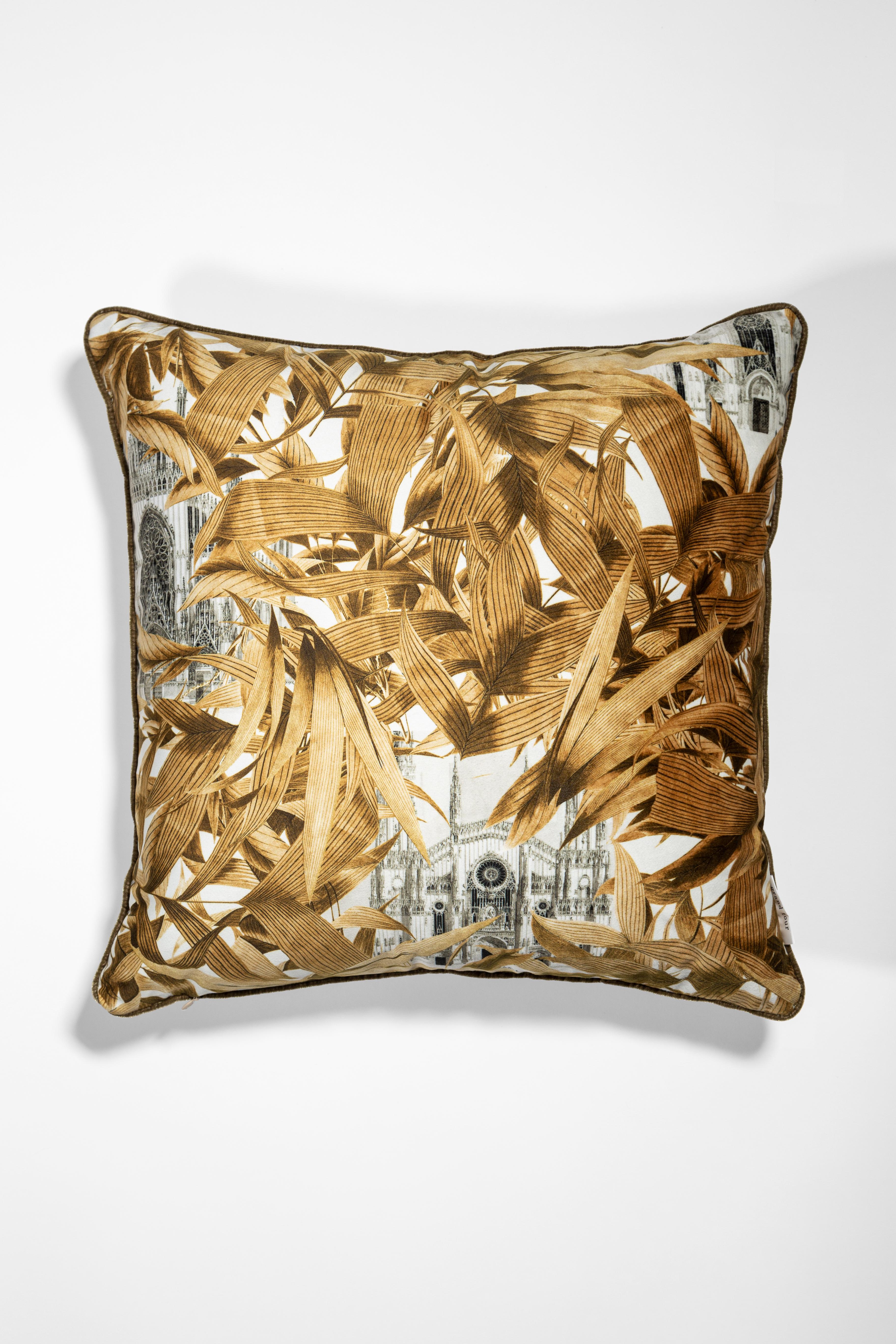 Italian Il Duomo che non c'è, Contemporary Velvet Printed Pillows by Vito Nesta For Sale