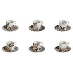 Il Duomo Che Non C'è, Six Contemporary Decorated Coffee Cups with Plates