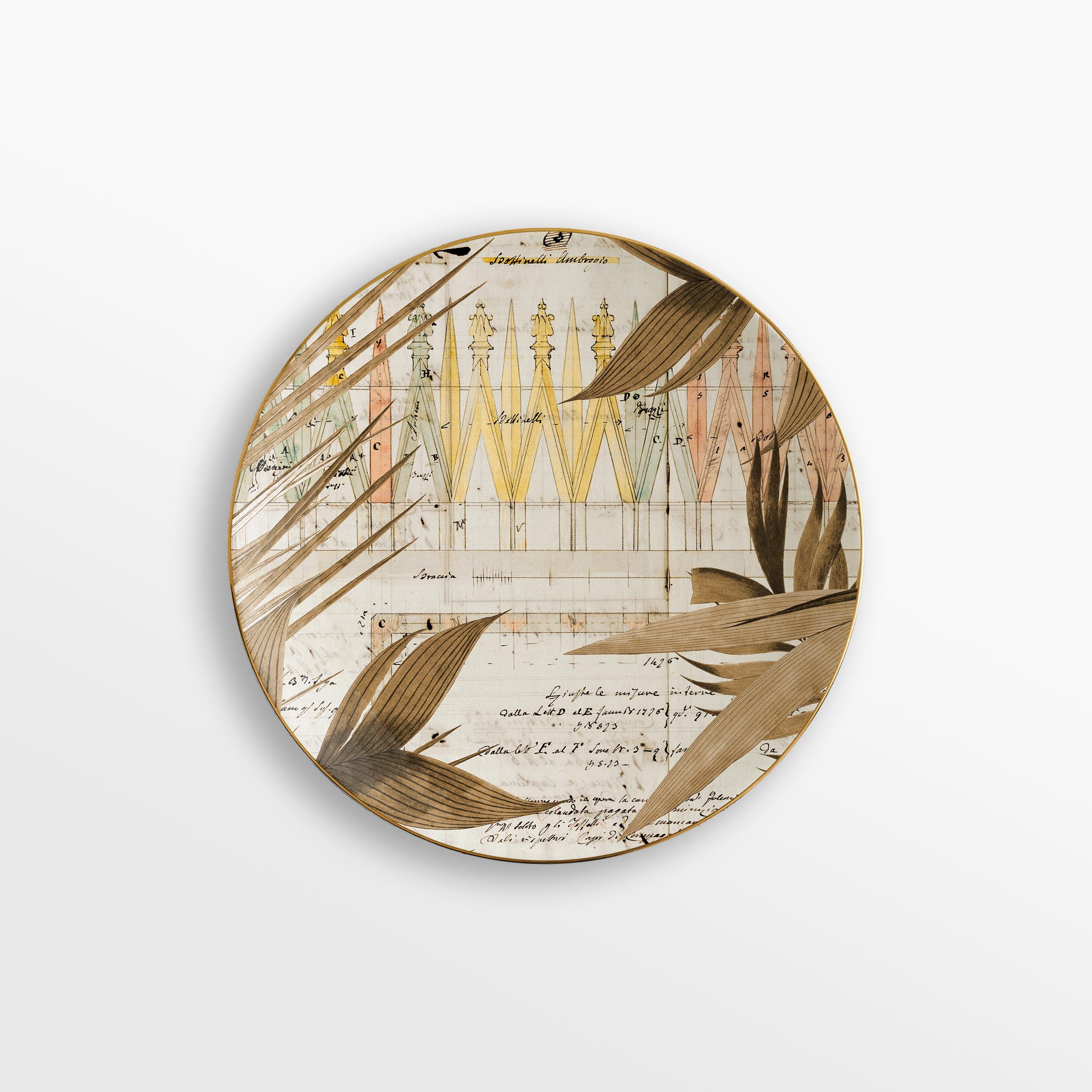 Il Duomo Che Non C'è, Seis Platos de Postre de Porcelana Decorados Contemporáneos Italiano en venta