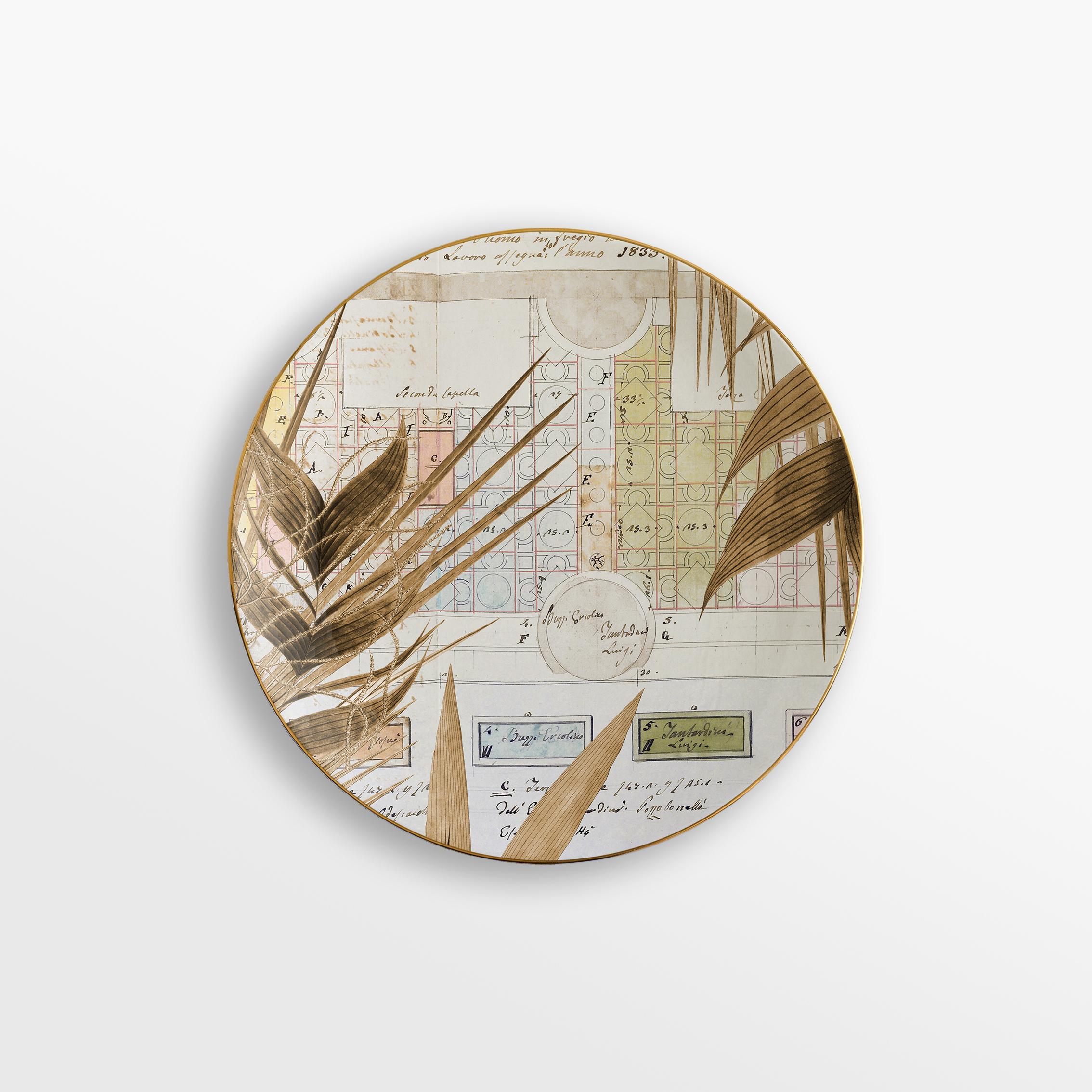 Il Duomo Che Non C'è, Seis Platos de Postre de Porcelana Decorados Contemporáneos en venta 2