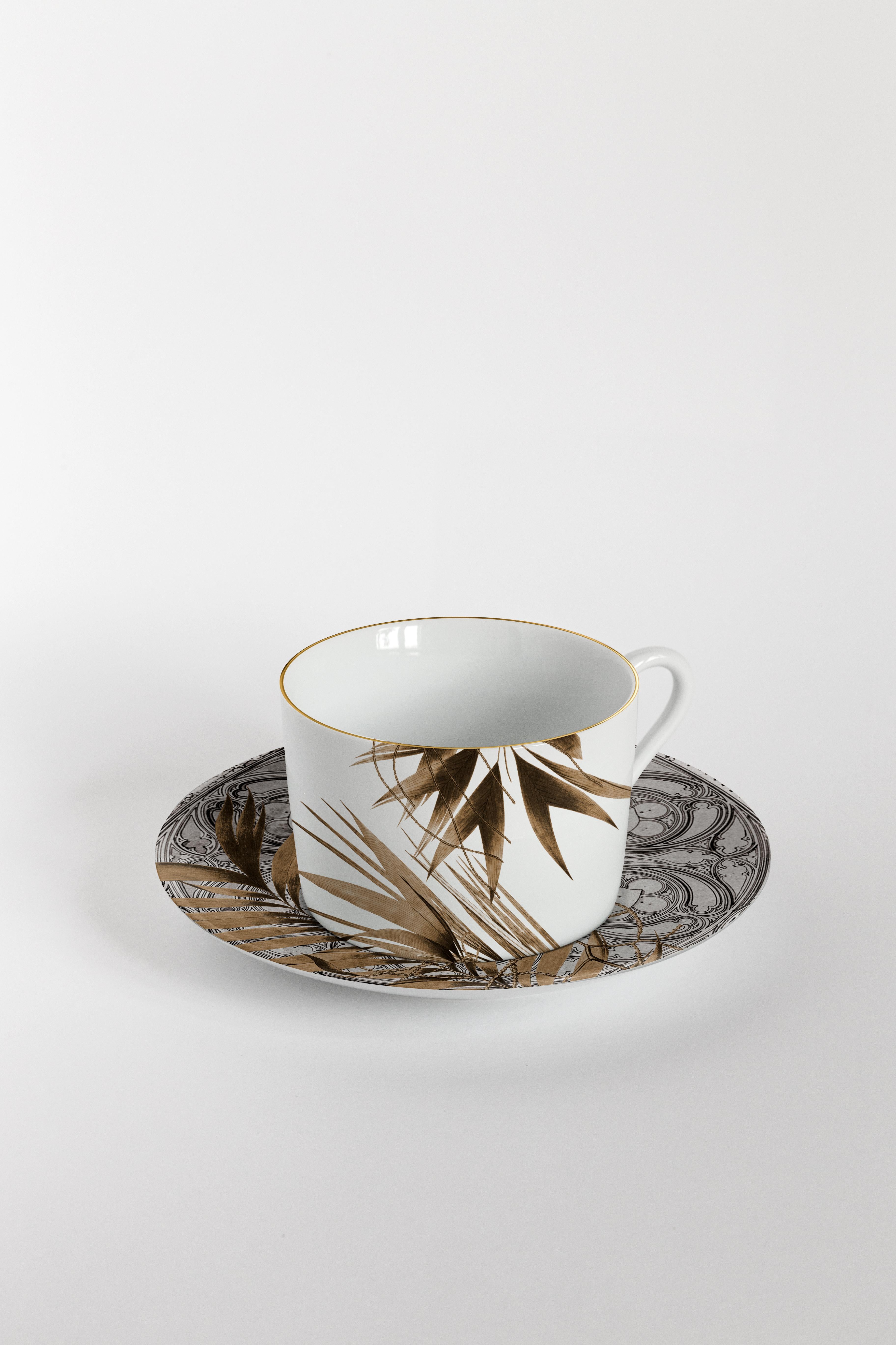 XXIe siècle et contemporain Il Duomo Che Non C'è, six tasses à thé décorées contemporaines avec assiettes en vente
