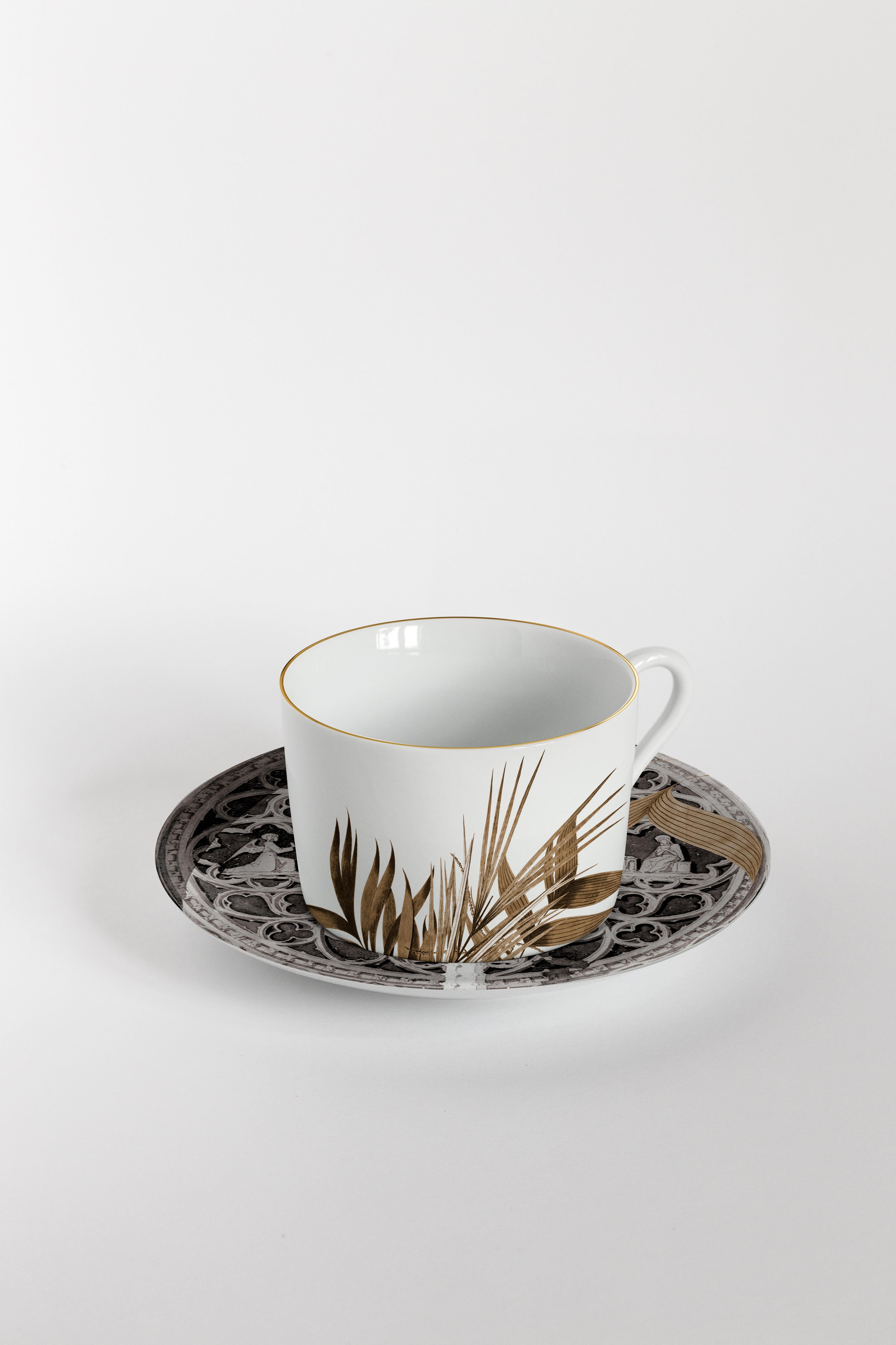 Il Duomo Che Non C'è, Six Contemporary Decorated Tea Cups with Plates For Sale 1