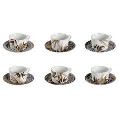 Il Duomo Che Non C'è, Six Contemporary Decorated Tea Cups with Plates