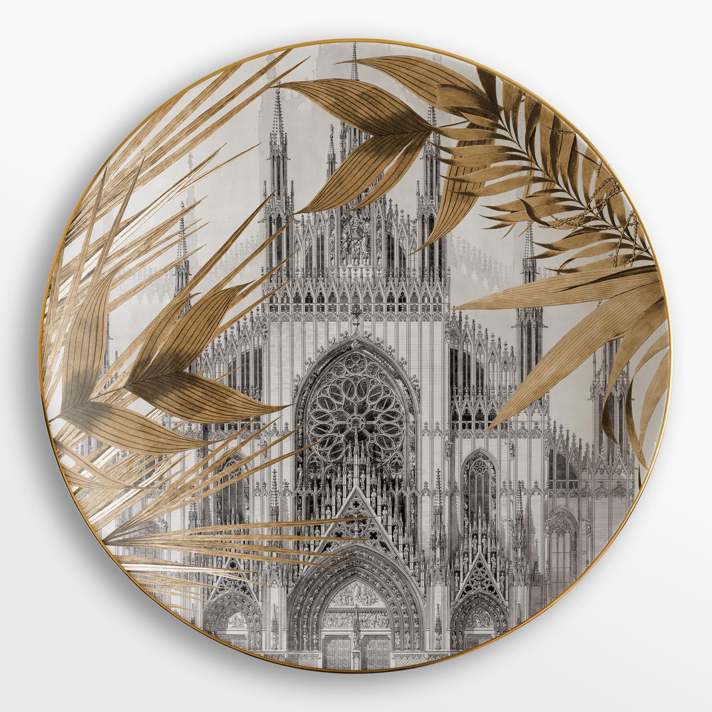 Italian Il Duomo che non c'è , Six Contemporary Platters with Decorative Design For Sale