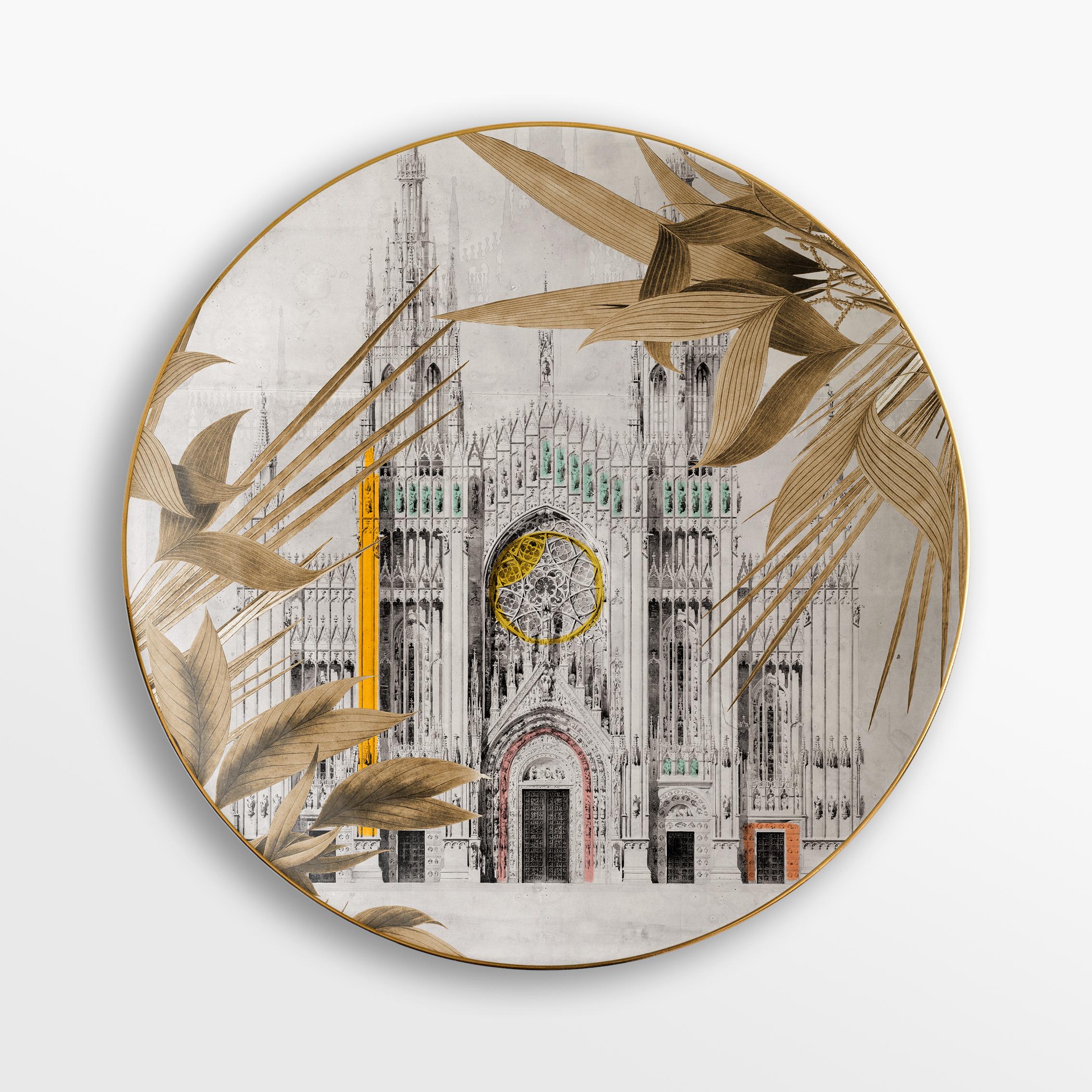 Il Duomo che non c'è, Sechs zeitgenössische Porzellanteller mit dekorativem Design im Zustand „Neu“ im Angebot in Milano, Lombardia