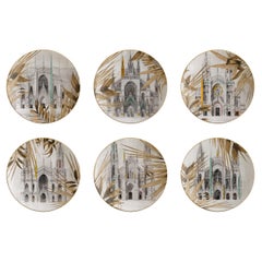 Il Duomo che non c'è, Six Contemporary Porcelain Plates with Decorative Design