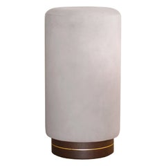 Il Fratellino, Scandinavian Tall Pouf in Suede on a Wooden Base with Brass Décor
