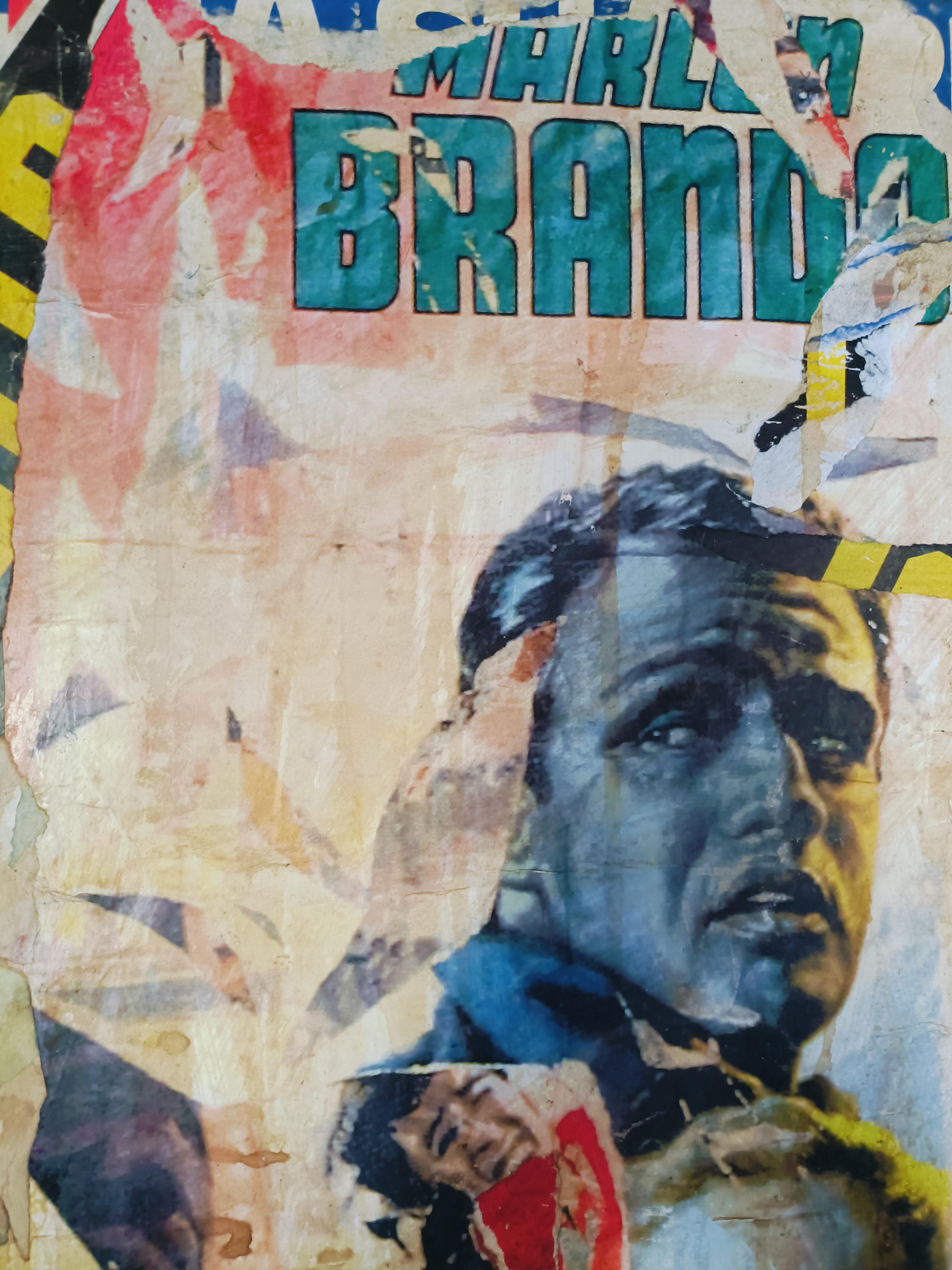 The Waterfront, Druck und Decollager auf Crta Hommage an Mimmo Rotella, Italien (Postmoderne) im Angebot
