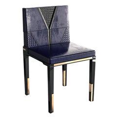 Stuhl „il Gabbiano“ mit Bronzedetails und maßgeschneidertem Leder, Istanbul