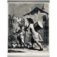 Reisender junger Juggler + Trommel „Il Giocolare“  Antiker Original-Kupferteller