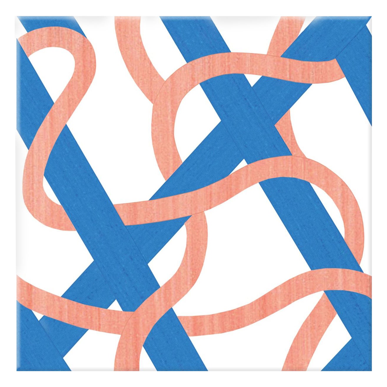 Il Guardiano Geometric Motif Coral and blue Ceramic Tile