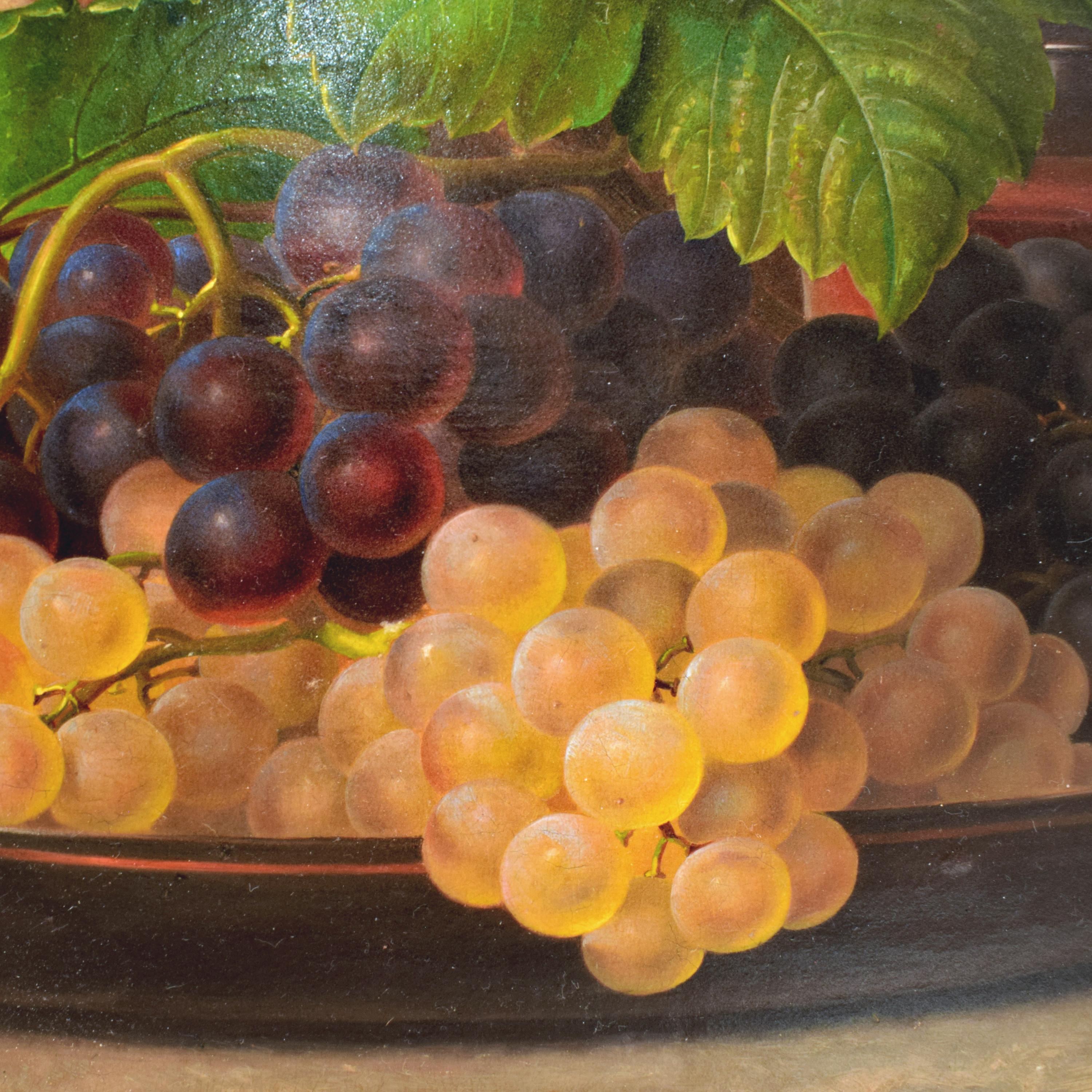 Other I.L. Jensen, Painting Still Life with Grapes and Wine on a Table, Signed