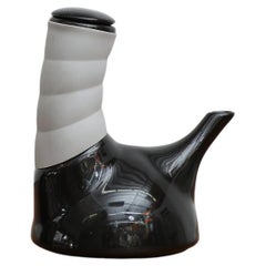 Used "Il Litro" Ceramic Black Teapot by Nicolaï Carels for The Meccano Company