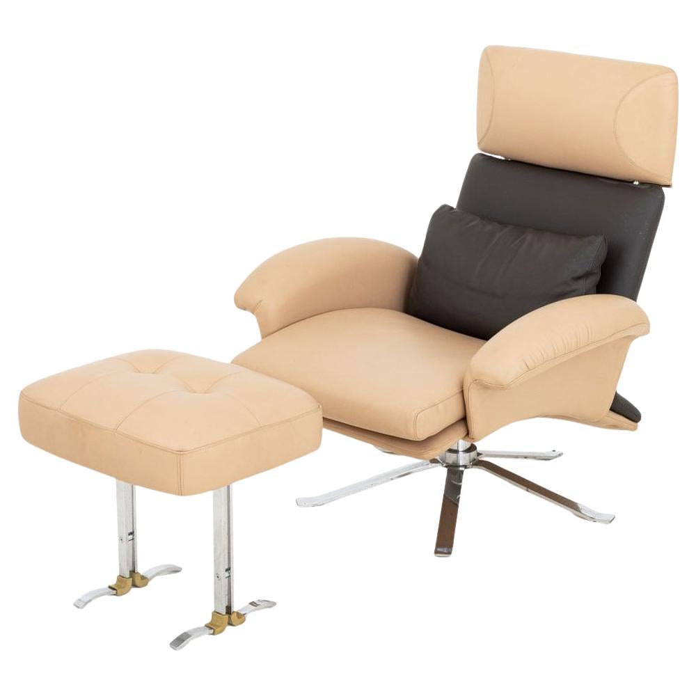 Chaise longue et pouf en cuir Il Loft