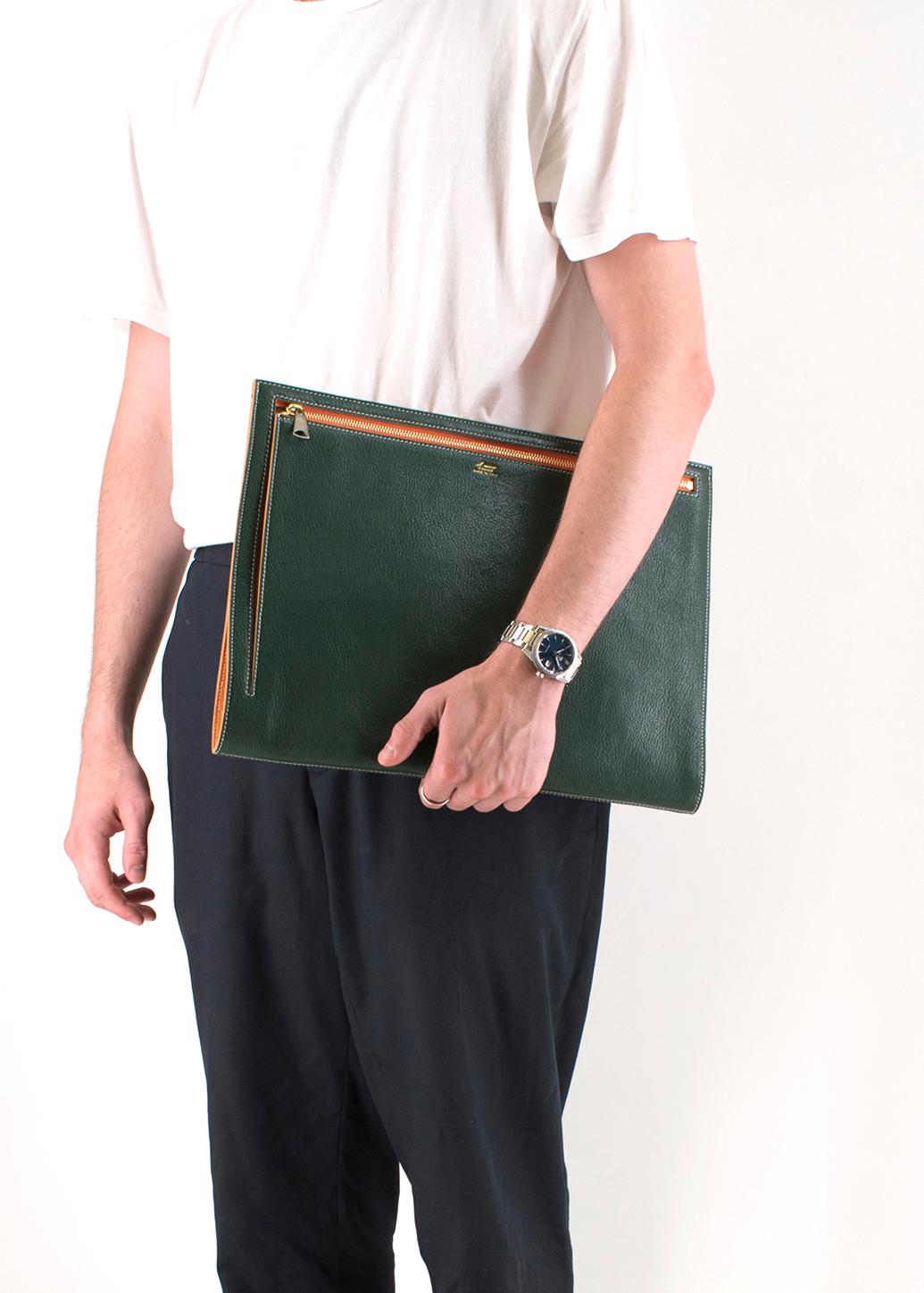 Il Micio Green Goatskin A4 Folio Document Case 3