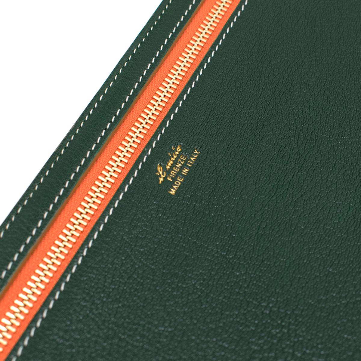 Il Micio Green Goatskin A4 Folio Document Case In Excellent Condition In London, GB