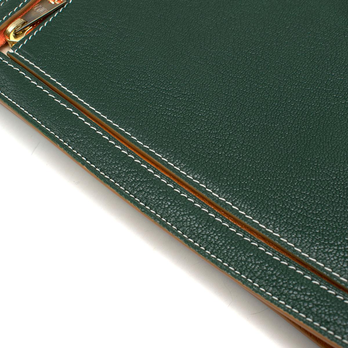 Women's or Men's Il Micio Green Goatskin A4 Folio Document Case