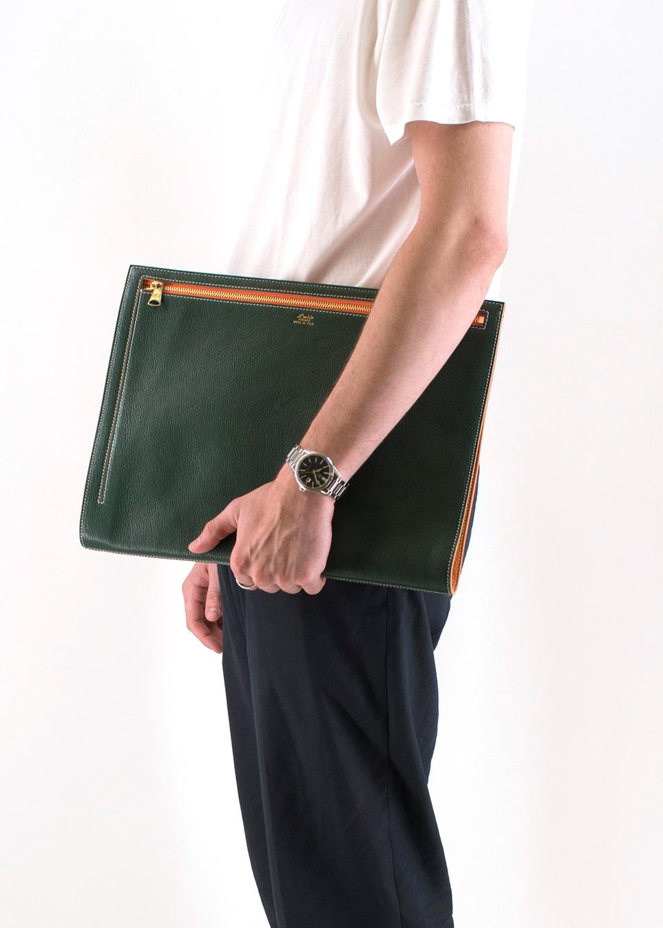 Il Micio Green Goatskin A4 Folio Document Case 2