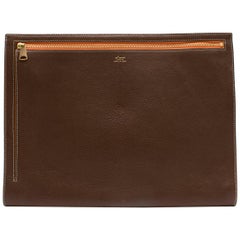 Il Micio Teak Brown Goatskin A4 Folio Document Case