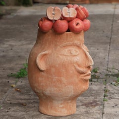 Il Moro Goloso con Mele Terracotta Figurative Vase