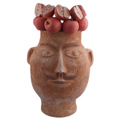 Il Moro Goloso con Mele Terracotta Figurative Vase