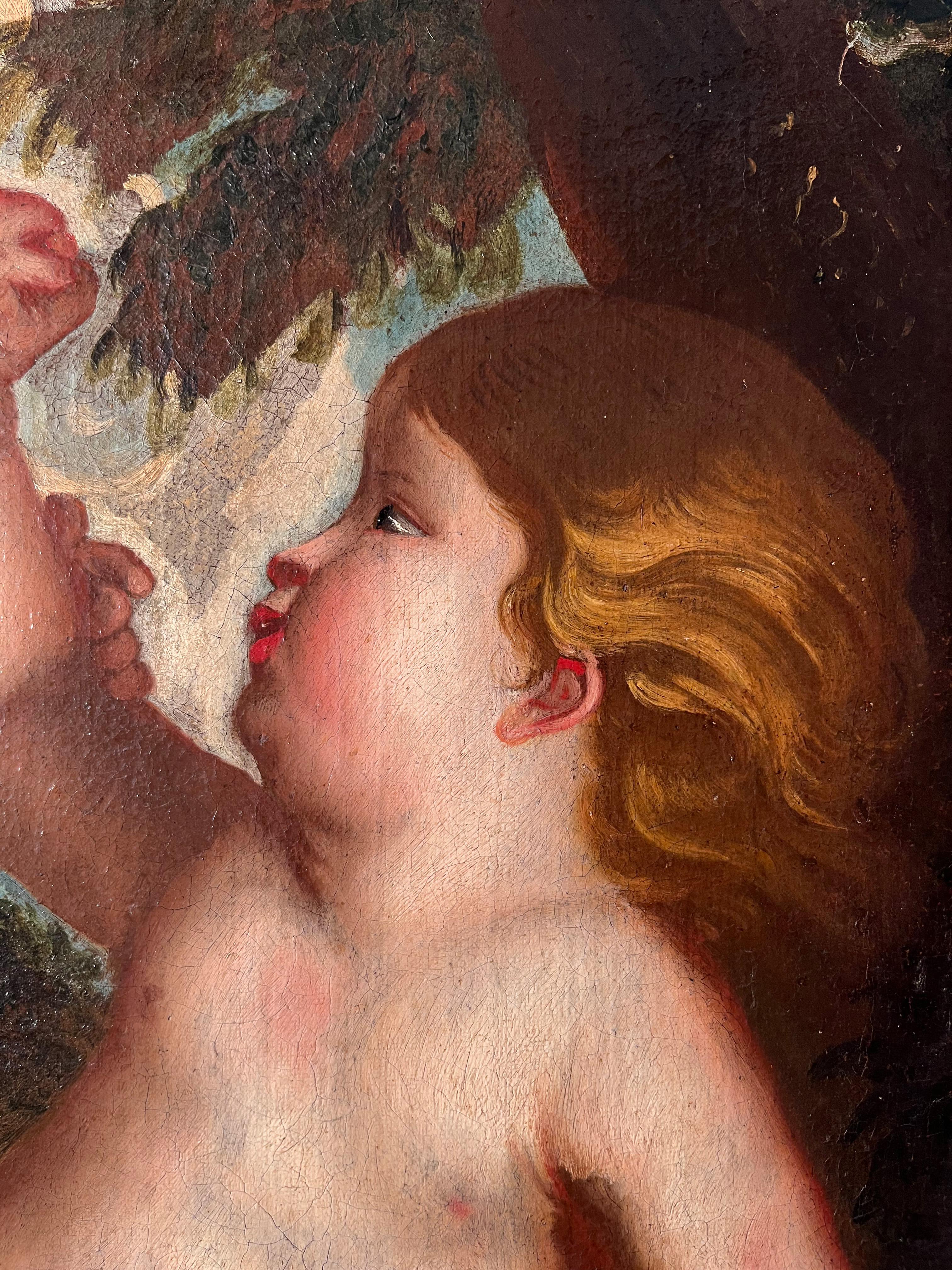 17. Jahrhundert von Il Padovanino Ein Paar Putten Öl auf Leinwand – Painting von Alessandro Varotari