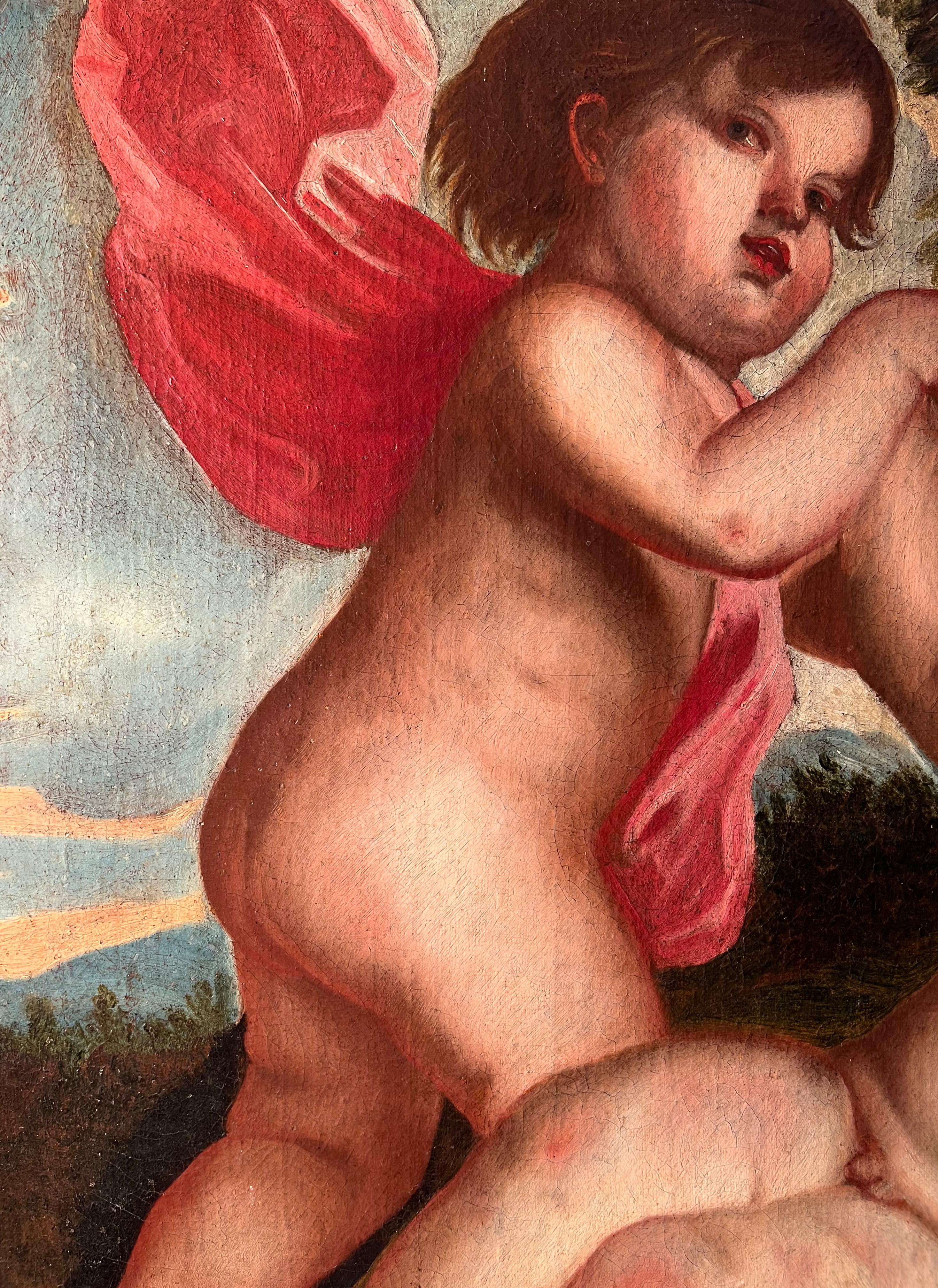 17. Jahrhundert von Il Padovanino Ein Paar Putten Öl auf Leinwand im Angebot 1